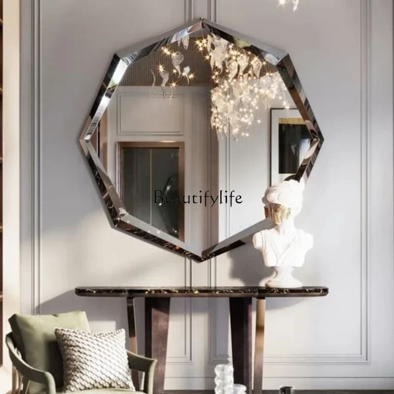 FG43*Square Nordic princess bathroom retro three-dimensional dressing decorative mirror wall light luxury background wall