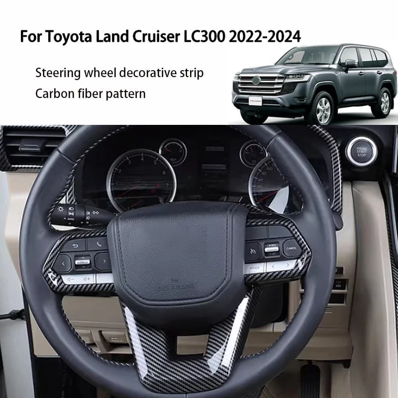 For Toyota Land Cruiser LC300 2022-2024 Steering Wheel Bright Trim Button Decoration Frame Steering Wheel Stickers Accessories