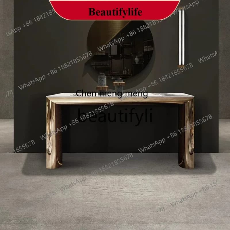 D178  Italian minimalist entrance platform rock slab aisle corridor strip entrance table simple living room entry