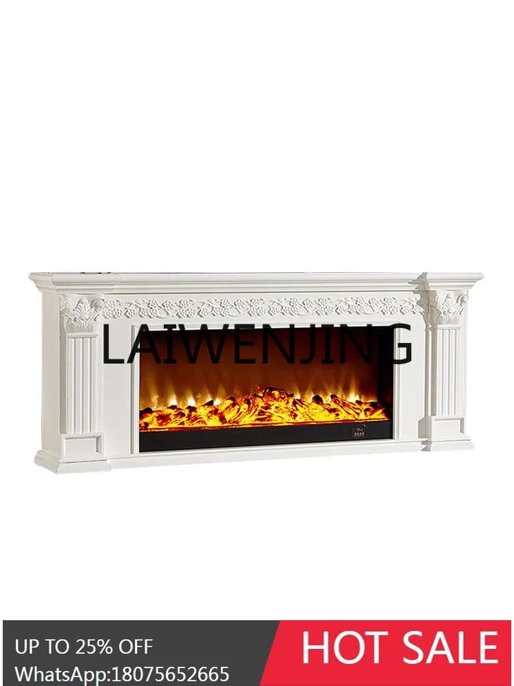 RWJ Remote Control Electric Fireplace Mantel Living Room Solid Wood Electronic Fireplace TV Cabinet