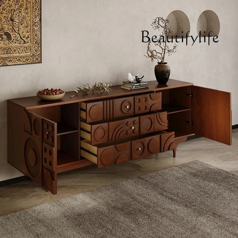 F Silent Style Entrance Cabinet Wood Carved Living Room Home Locker Floor-Standing Rack Wall Cabinet