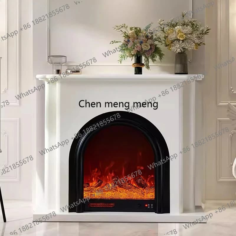 French vintage simulation heating fireplace decoration cabinet white solitary core American living room electric fireplace