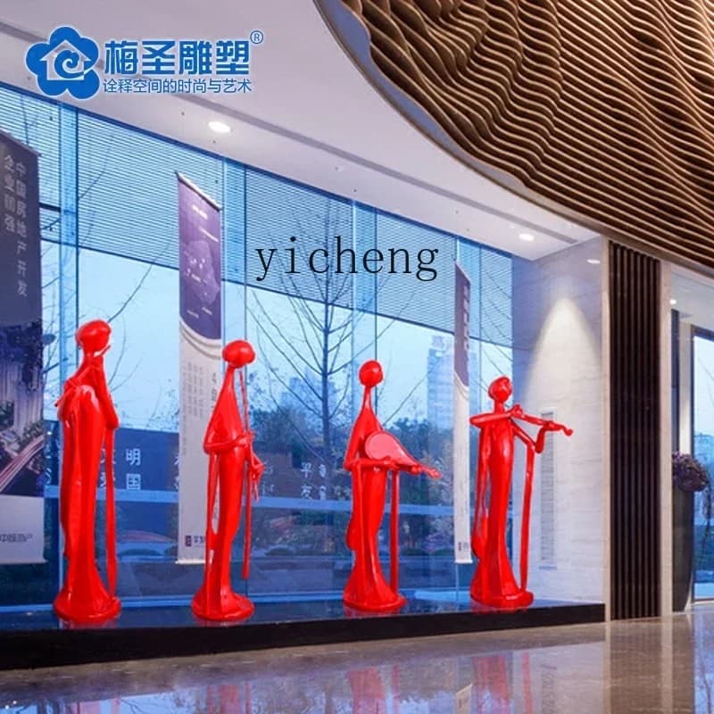 r5.20 Welcome Sculpture Hotel Lobby Abstract Figure Decoration Floor Ornament Musical Instrument Crafts