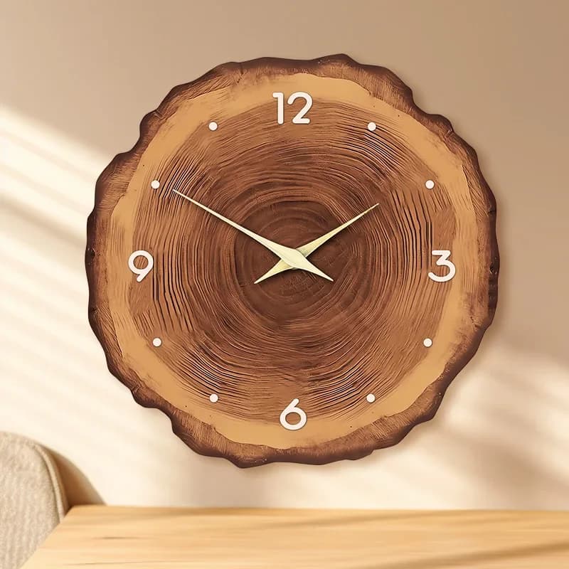 Minimalist Artistic Wood Grain Wall Clock - Silent, Modern Living Room Decor