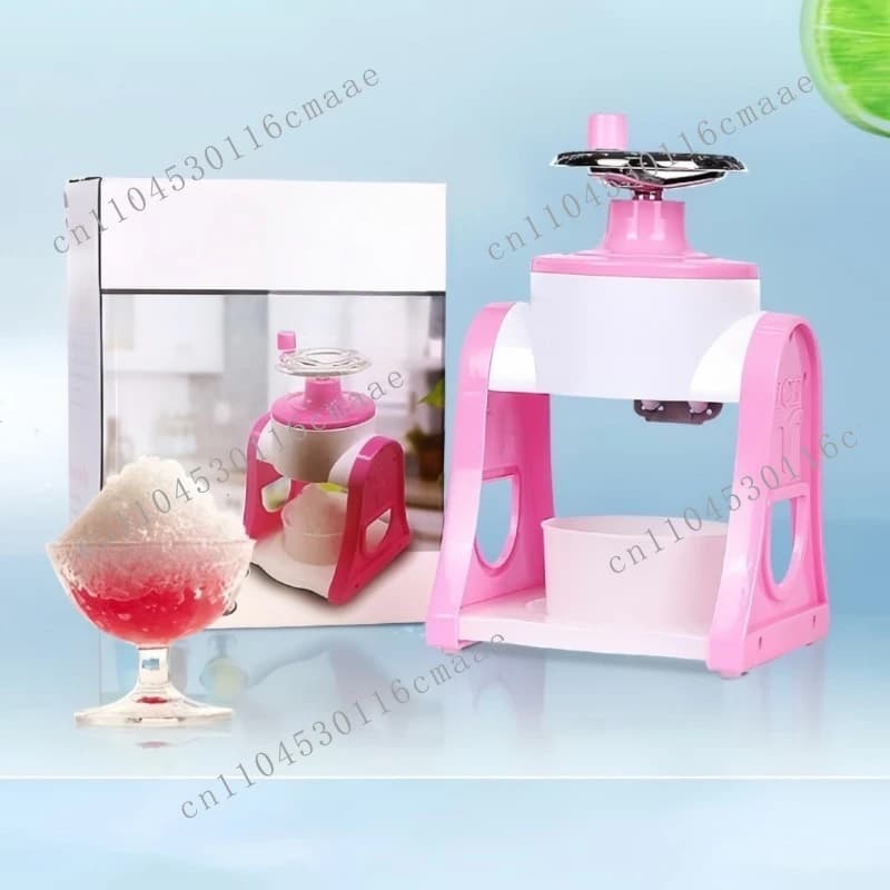 Hand crank ice shaver  crusher small household hand grinding smoothie  machine mini  chipper pink