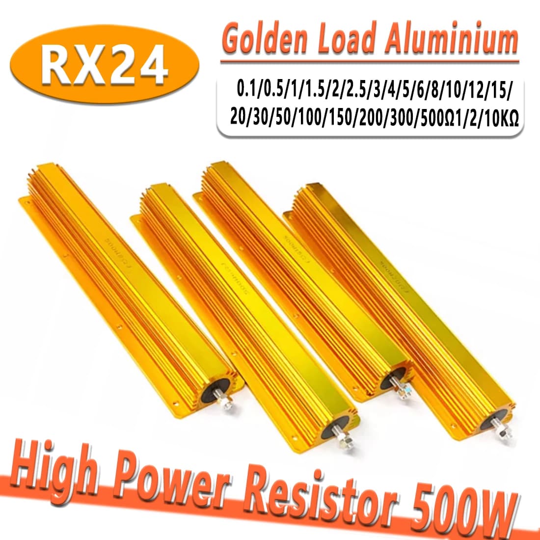 Aluminum Power Metal Shell Case Wirewound Resistor  500W 0.1~10K  0.33R/0.1R/05R/0.22R/0.47R/0.68R/1R/2R~10K