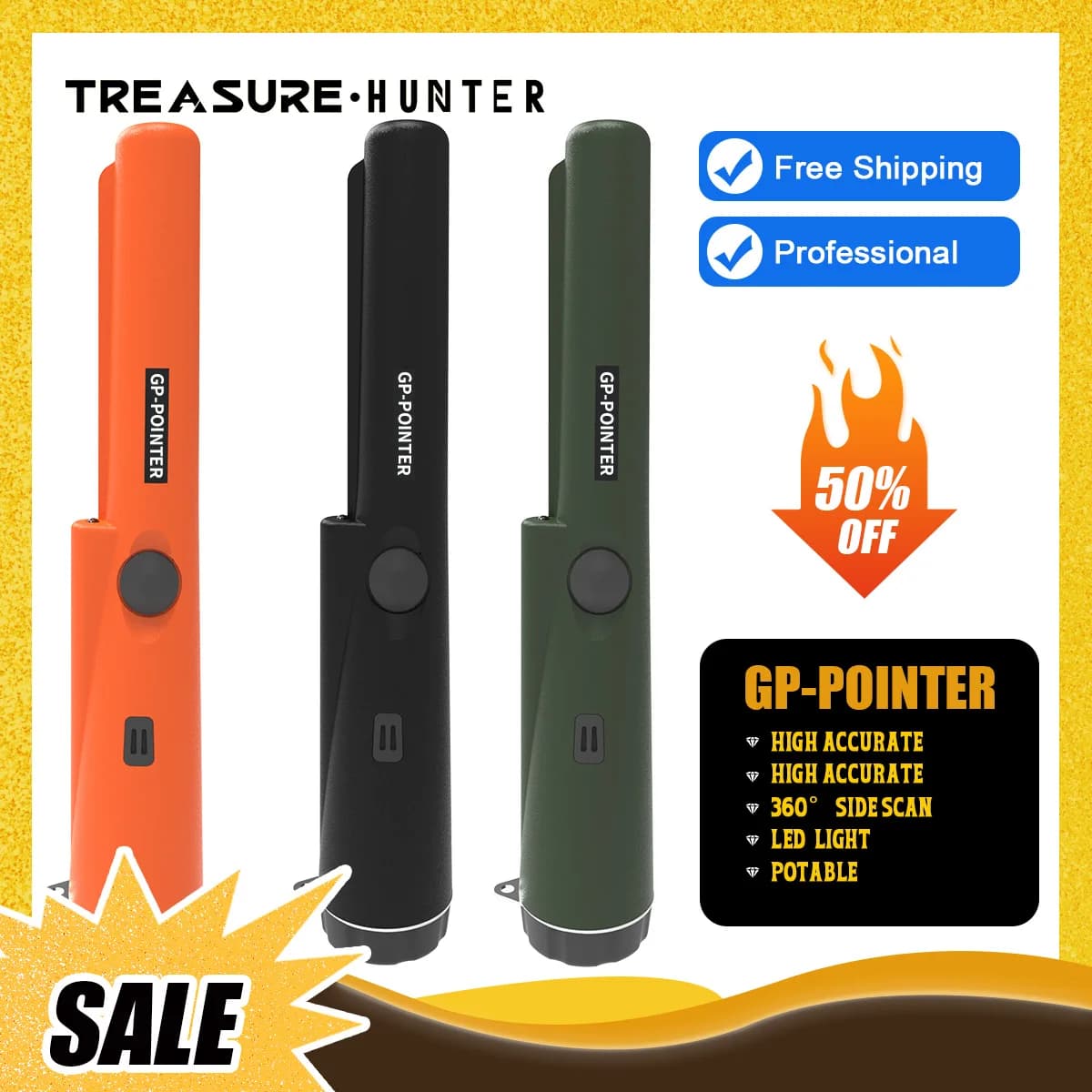 Treasure Hunter  Positioning Rod Handheld Metal Detector GP Pointer Handheld Waterproof High Sensitivity Security Detector