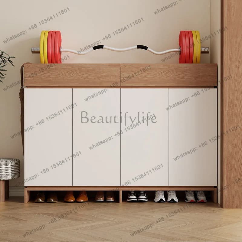 Factory Direct Sales Nordic Wooden Shoe Cabinet Slippers Slim Garden Hallway Narrow Drawers Shoe Shelf Minimalist Italian Sapate