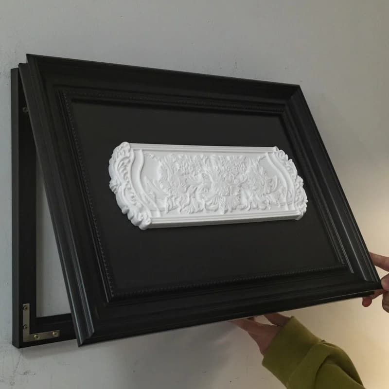 Retro Style Gypsum Relief Fuse Box Cover - Circuit Breaker Decorative Painting Frame for Wall Mounted Electric Meter Concealment