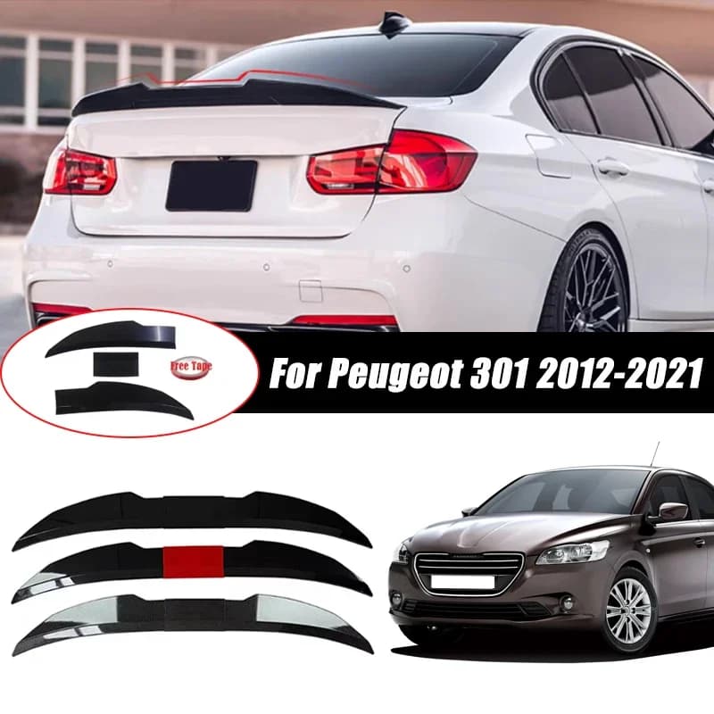 3pcs Sedan Rear Trunk Spoiler For Peugeot 301 2012-2021 Adjustable DIY Modified Trunk Spoiler Automotive Accessories