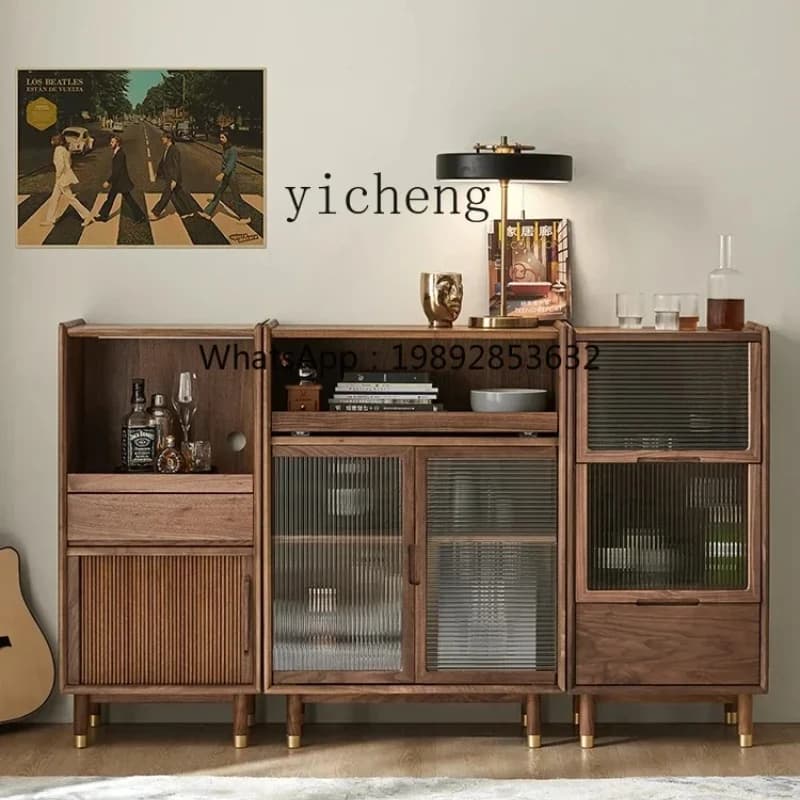 Solid Wood TV Side Cabinet Modern Minimalist Living Room Chest of Drawers Clothes Closet Bedroom Light Luxury Locker