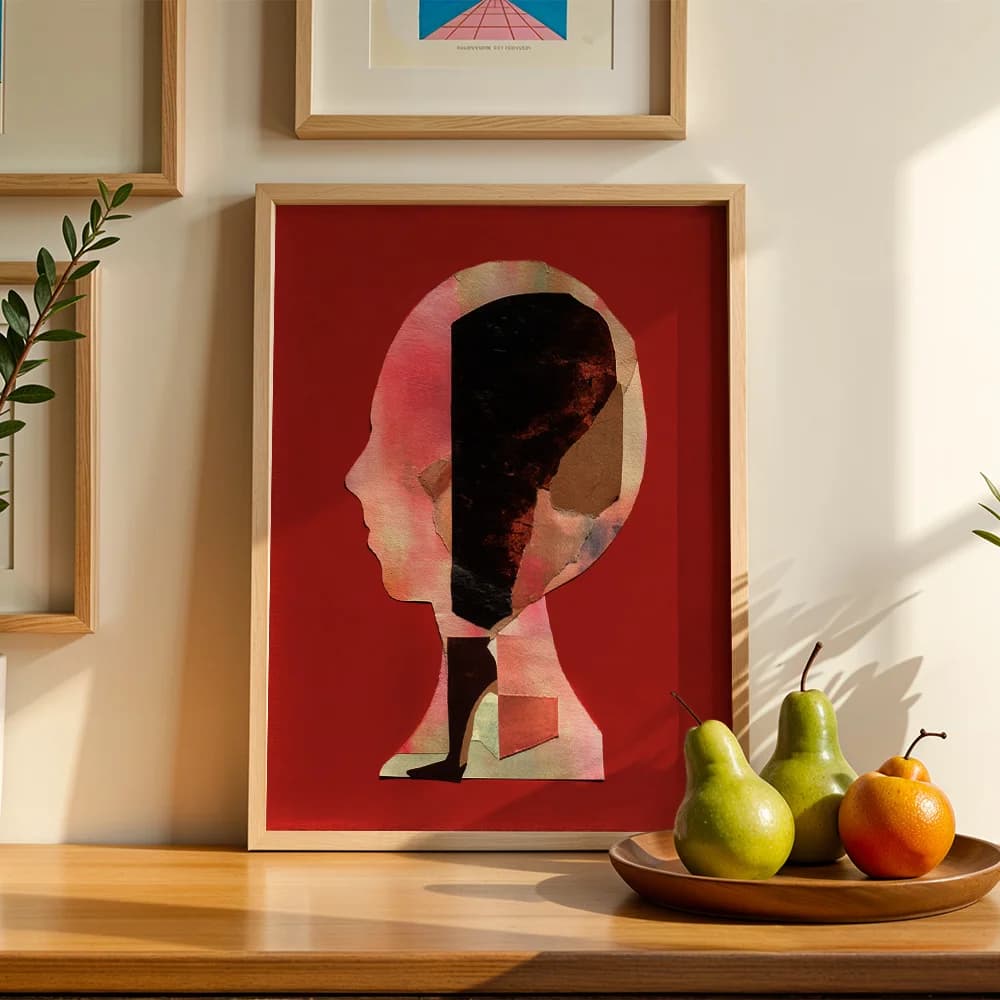 Collage Abstract Human Figure Canvas Poster Wall Art,2D Print Wall Decor,Vintage Home Decor For Living Room Bedroom