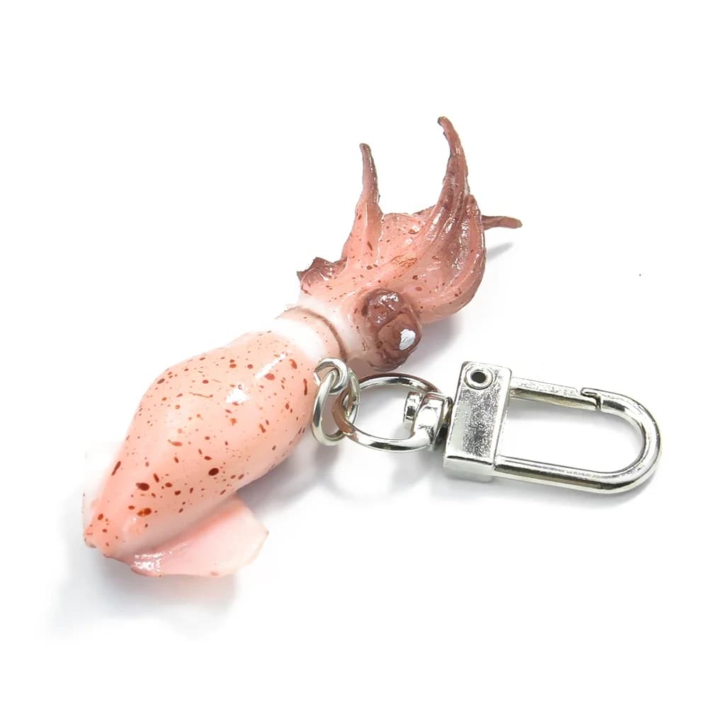 Artificial Food Creative Seafood Squid Key Chain Miniature Food Play Model Promotional Small Gift Student Backpack Pendant Decor