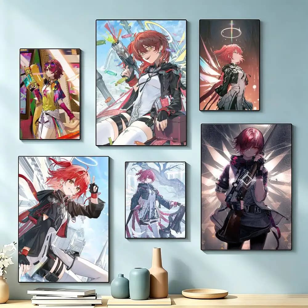 Arknights Game E-Exusiai Poster High Quality Dorm Living Room Aesthetic Wall Decoration Painting Stickers Gift