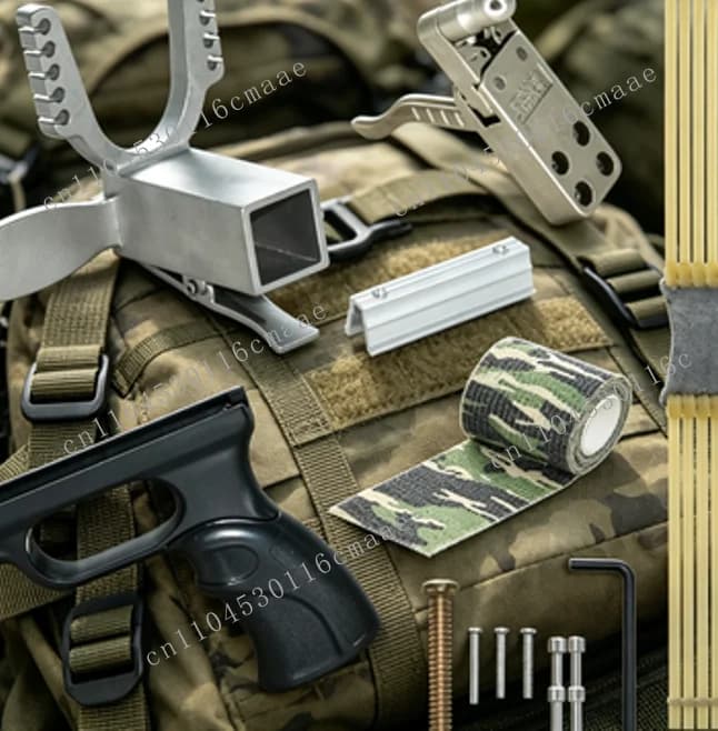 25x25mm Stainless Steel Trigger Sliding Module With Powerful Rubber Band For Hand‑made Slingshot Making