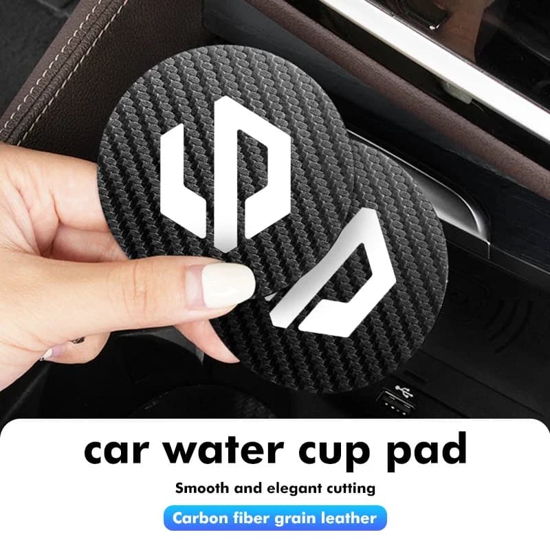 2PCS Carbon Texture Car Cup Holder Coaster Mat Non-Slip Rubber Pad For Leapmotor C11 Reev C16 C01 Reev T03 C10 Interior