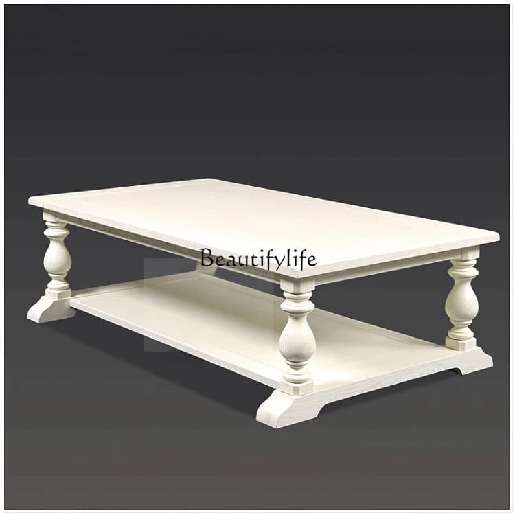 CC parts and accessories*American minimalist modern white open all solid wood coffee table, European style