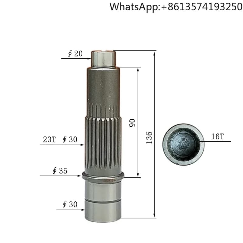 JCB 8061 Excavator Travel Motor Gear Pump Shaft 16/23 Teeth High-Quality Replacement Part for Heavy Equipment