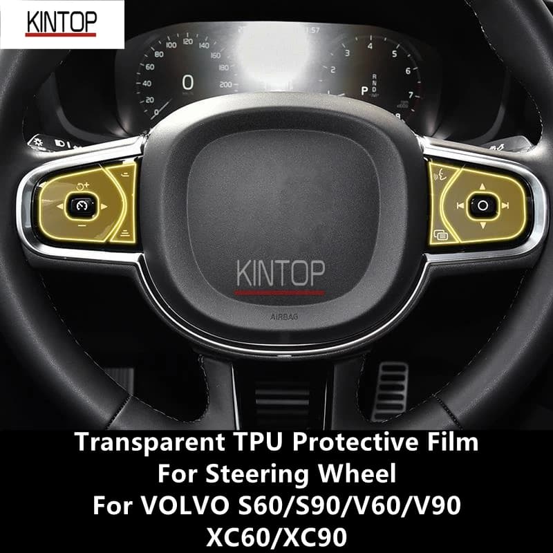 For VOLVO S60/S90/V60/V90/XC60/XC90 Steering Wheel Buttons Transparent TPU Protective Film Anti-scratch Repair Film