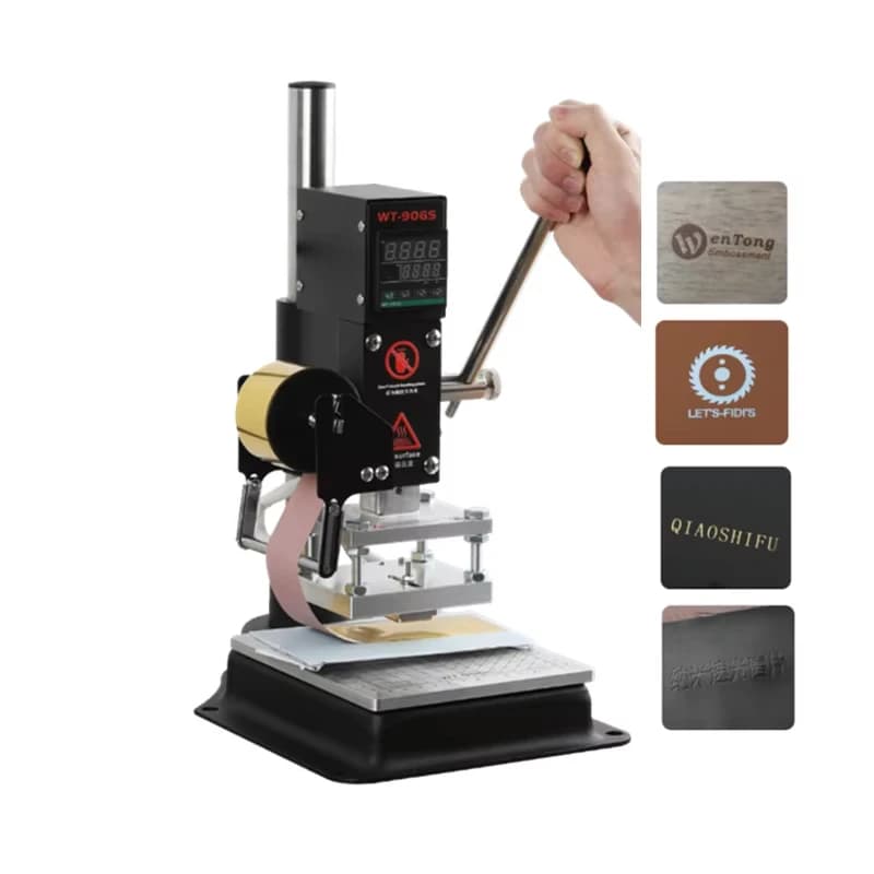 WT-90GS Hot Foil Stamping Machine Leather Stamp Emboss Press Tool Logo Custom Digital PVC Card Book Paper Heat Press Machine