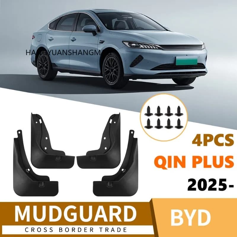 Car Mud Flaps Mudguard Splash Guards Auto Exterior Parts For BYD Qin Plus 2025 Black ABS Material 4PCS Set Car Accessories