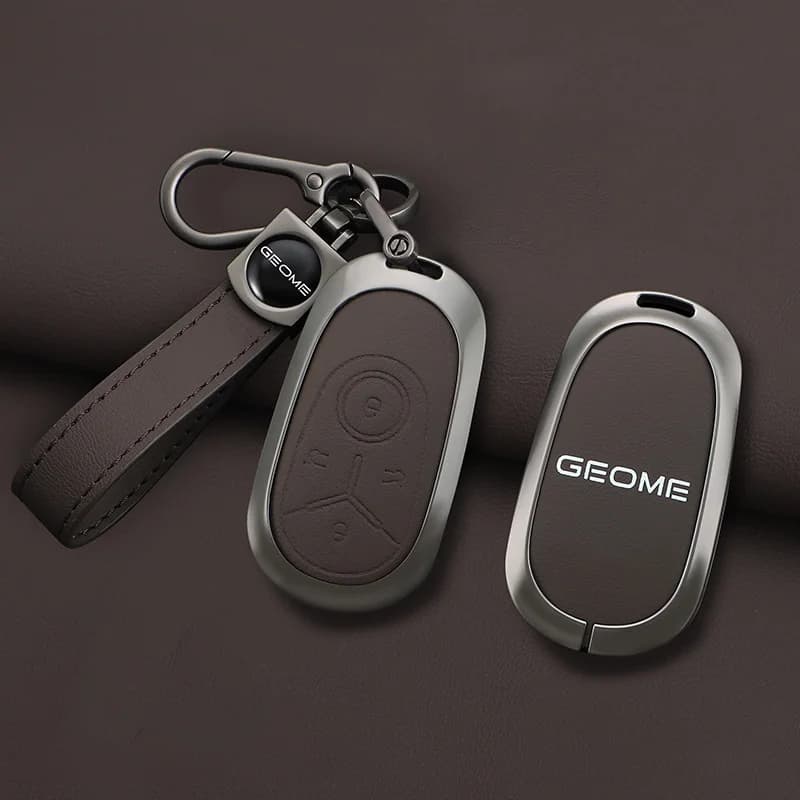 Zinc Alloy Leather Car Key Case Cover Shell Fob for 2025 Geely GEOME Galaxy Light Star Wishes 2025 Exploration Youth Version