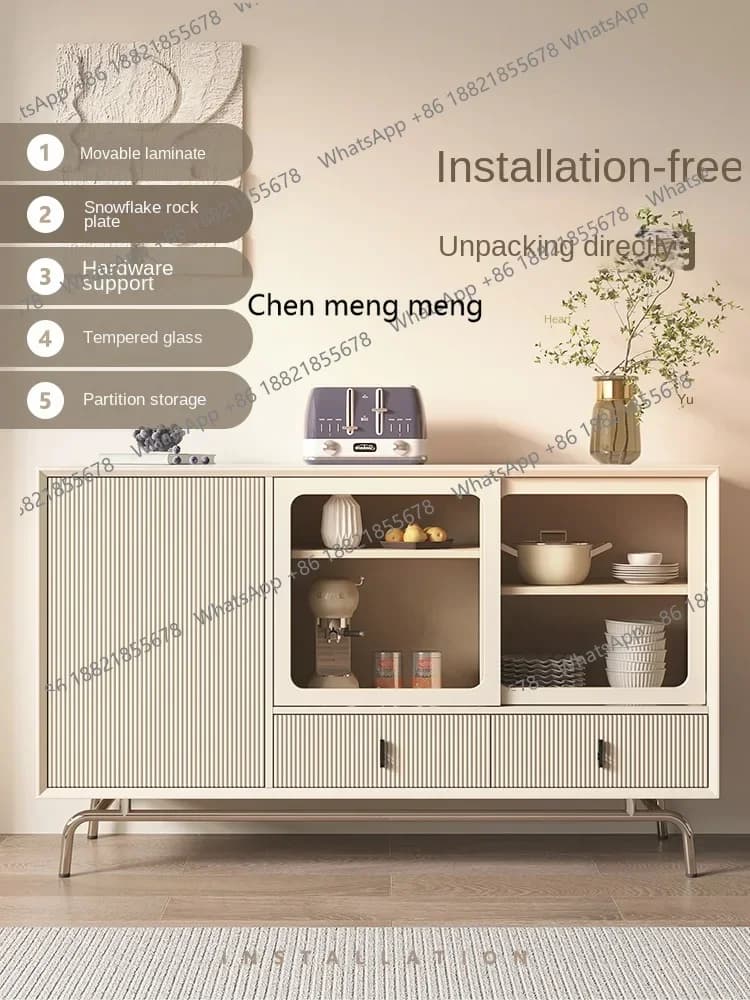 cn8350 LHY zq Solid Wood Sideboard Living Room Wall Locker French Cream Style Kitchen Storage Rack