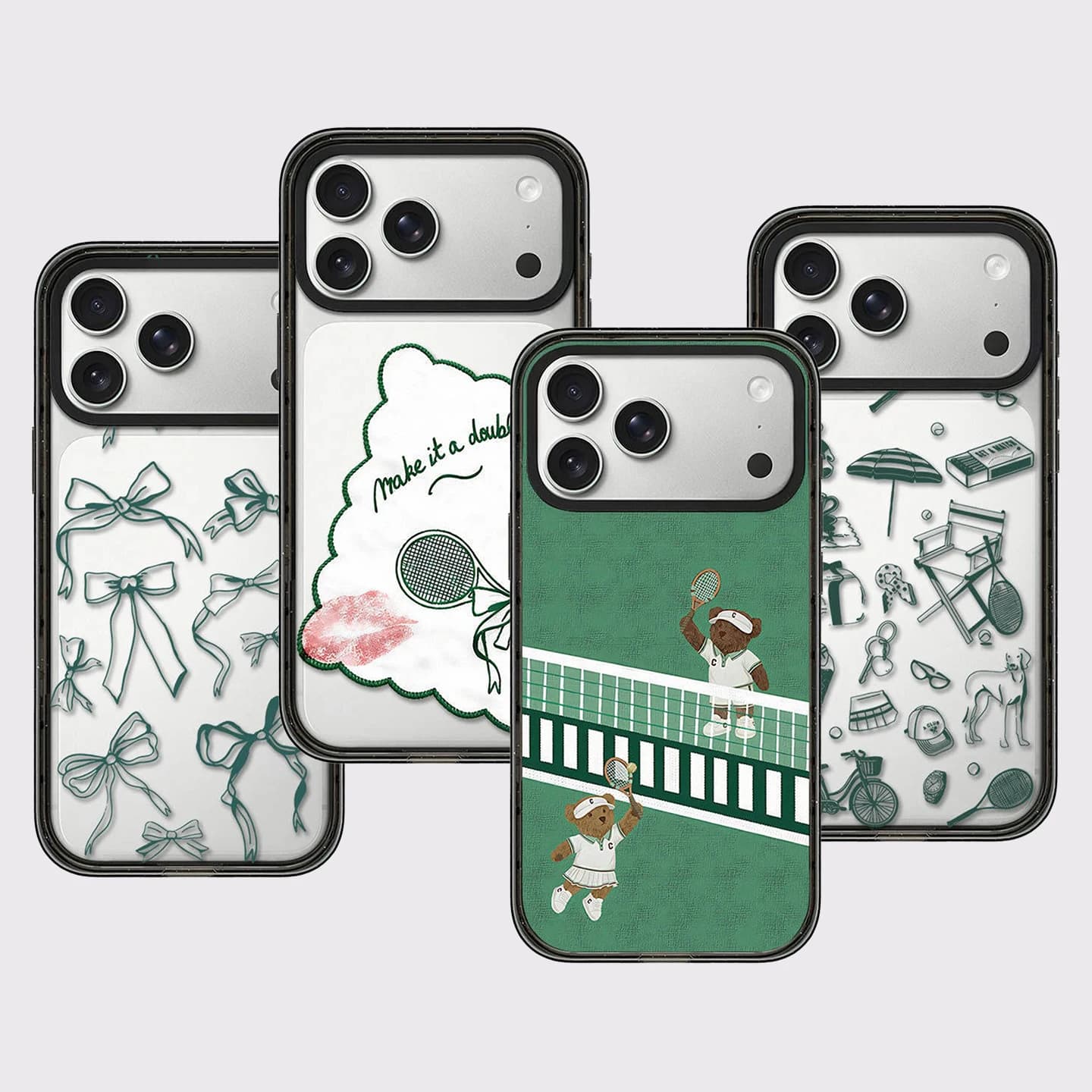 Cartoon Tennis Racket Bear Impact Black Border Magnetic Cover for IPhone 12 13 14 15 16 17 Pro Max Case for IPhone 17 Air