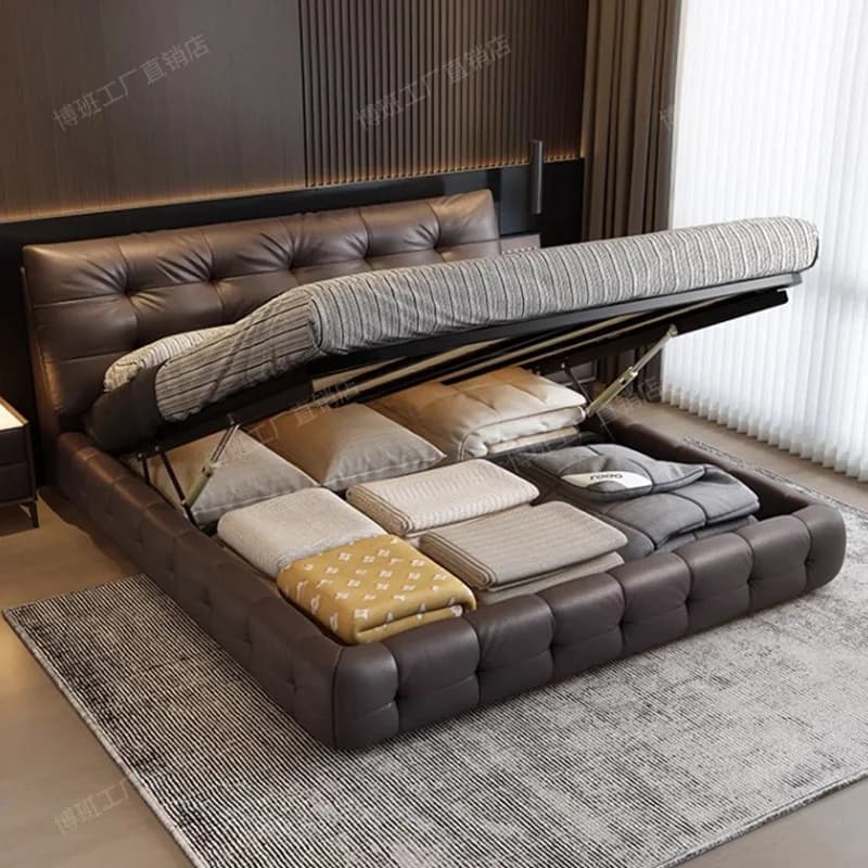Luxury Bedroom Nordic Bed Storage Double Queen Size Bed Upholstery Nightstands Lounge Muebles Para El Hogar Home Furniture