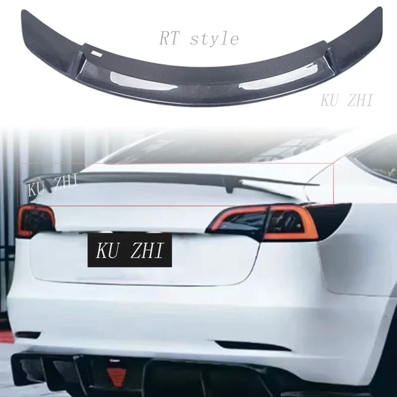 For 2019-2023 Tesla Model3 100% Real Carbon Fiber High Quality Rear Spoiler Trunk Lid Cmst Style Aerodynamic Sport Exterior