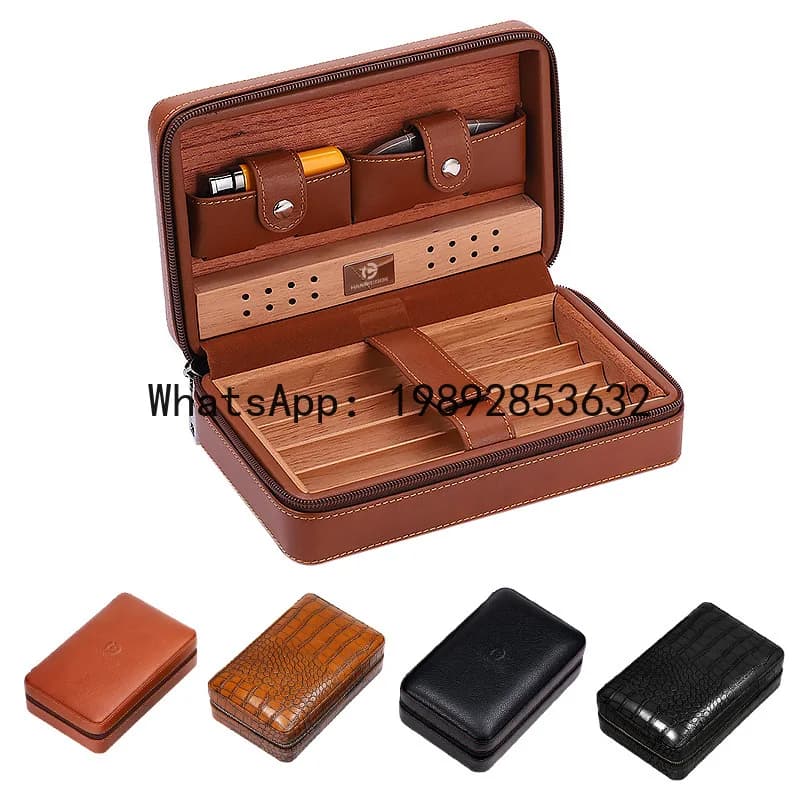Hz cigar humidor cedar wood portable cigar case humidification box - basic model (accessories not included)