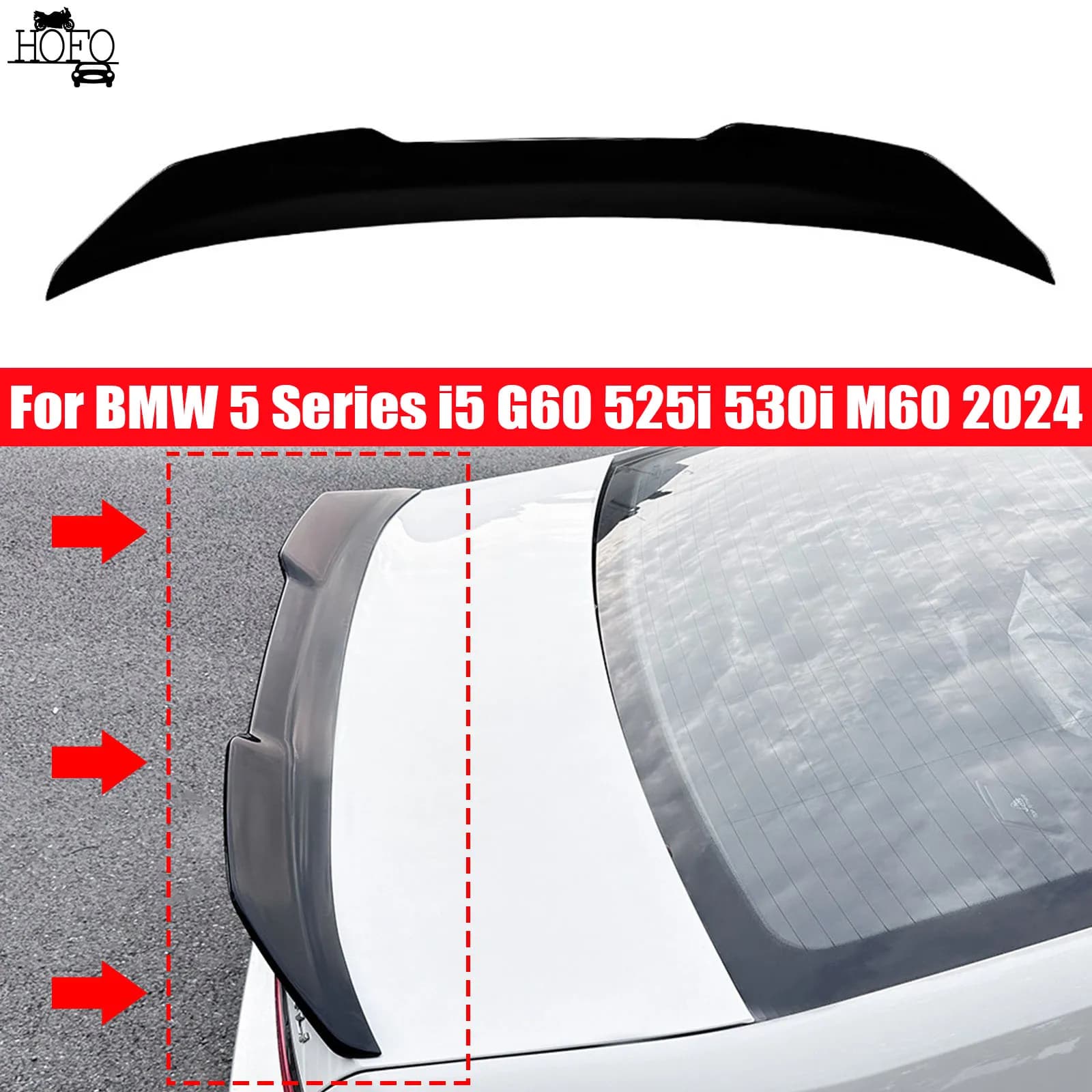 PSM Style Carbon Glossy Black Rear Trunk Lid Car Roof Spoiler Wing For BMW 5 Series i5 G60 525i 530i M60 2024