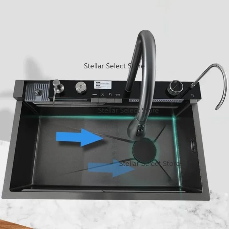 rectangular 304 bowl undermount stainless steel apron farmhouse waterfall multifunction kitchen sink
