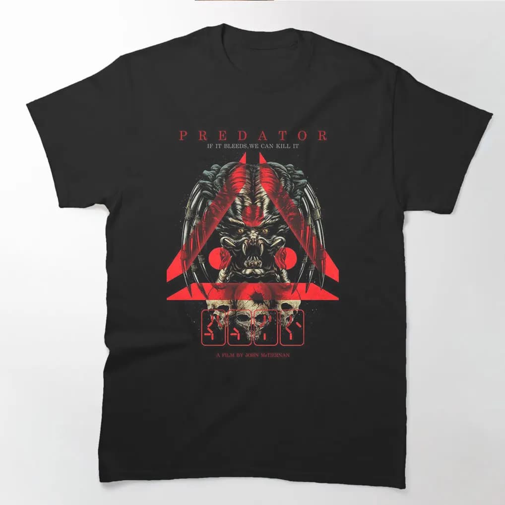 Retro Horror Sci-Fi Predator Gift T shirt Jungle Hunter Alien Warrior tee 0731 Short Sleeve Graphic Clothes All size Tops S-6XL