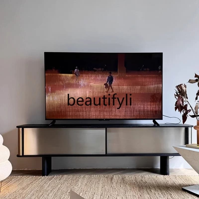 X New Minimalist Home Simple Stainless Steel Metal Extra Long TV Cabinet