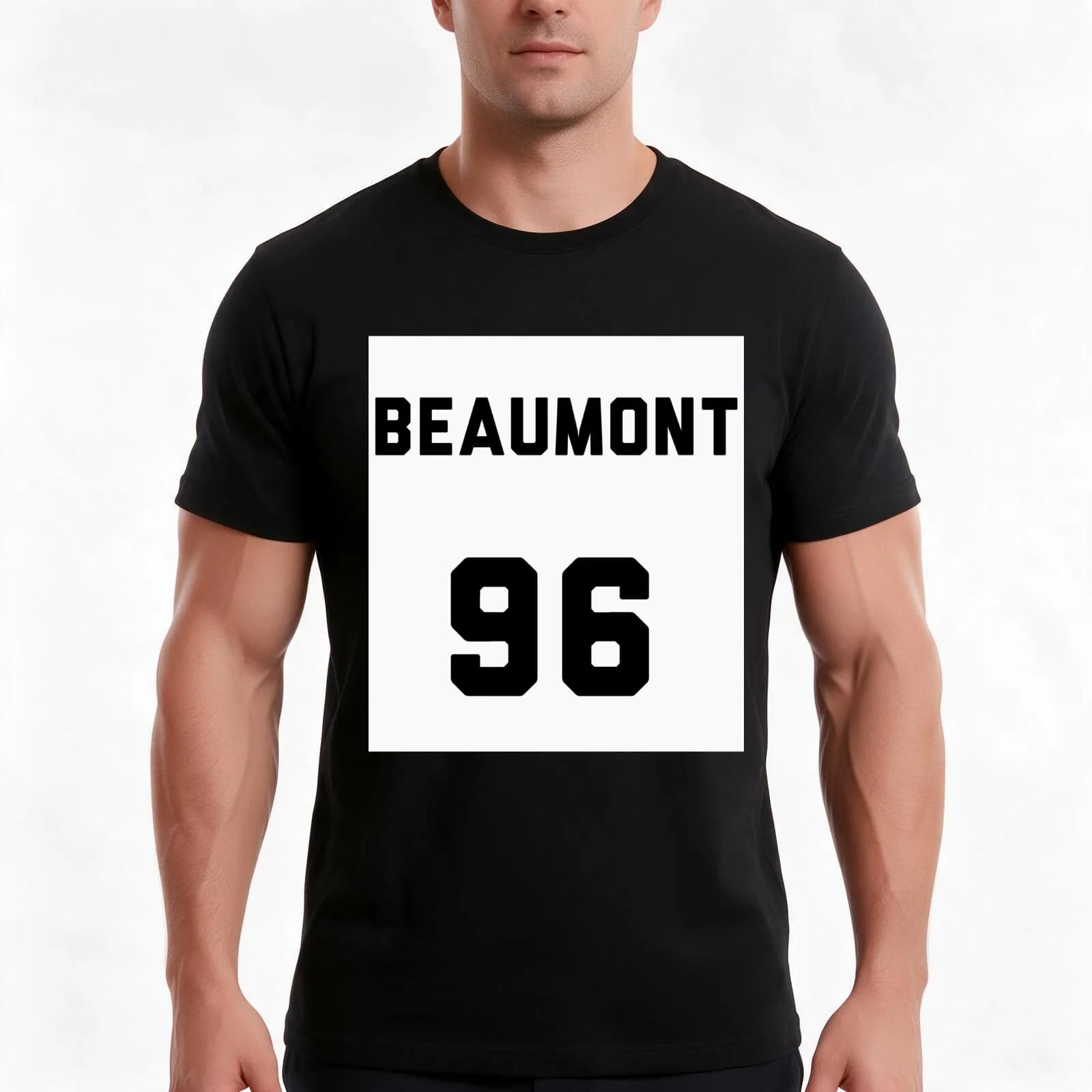 Rye Beaumont 96 T-Shirt, Summer Casual Cotton Tee, Oversized Streetwear Tops, Vintage Graphic Print, Loose Fit Short Sleeve