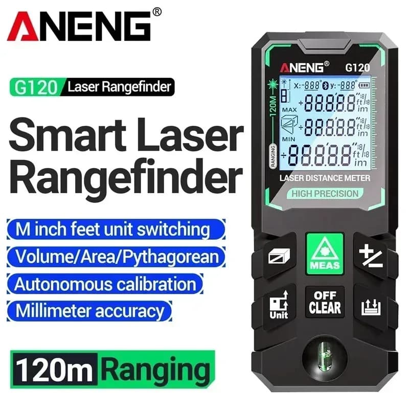 ANENG G50/G70/G100/G120 Laser Distance Meter - Green Laser - High Precision - Multi-Function LCD Display Measuring Tool