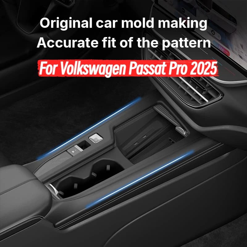 For Volkswagen Passat Pro 2025 Center Console Cup Holder Silicone Mat Set, Dashboard Protector Interior Modification For Passat