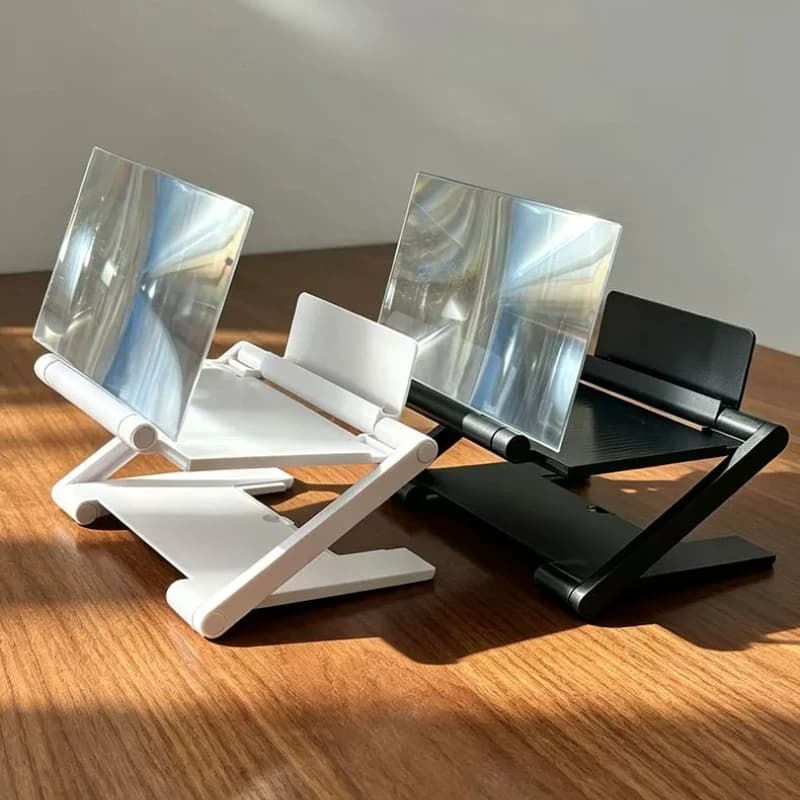 Black White Foldable High-Definition Fresnel Phone Screen Magnifier with Stand Magnifying Glasses Helping Hands Loupe