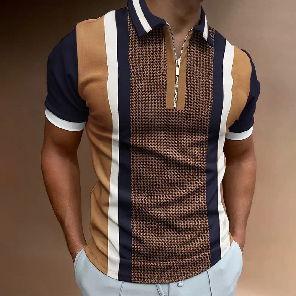 Summer new POLO shirt 3D printing COOL oversized head men's casual breathable short-sleeved zipper POLO  fashion sports top-1