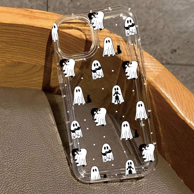 Western Halloween Cowboy Ghost & Flowers Print Clear Case For iPhone 17 16 15 Pro Max XS XR X 12 11 13 14 7 8 Plus 16E 17 Cover