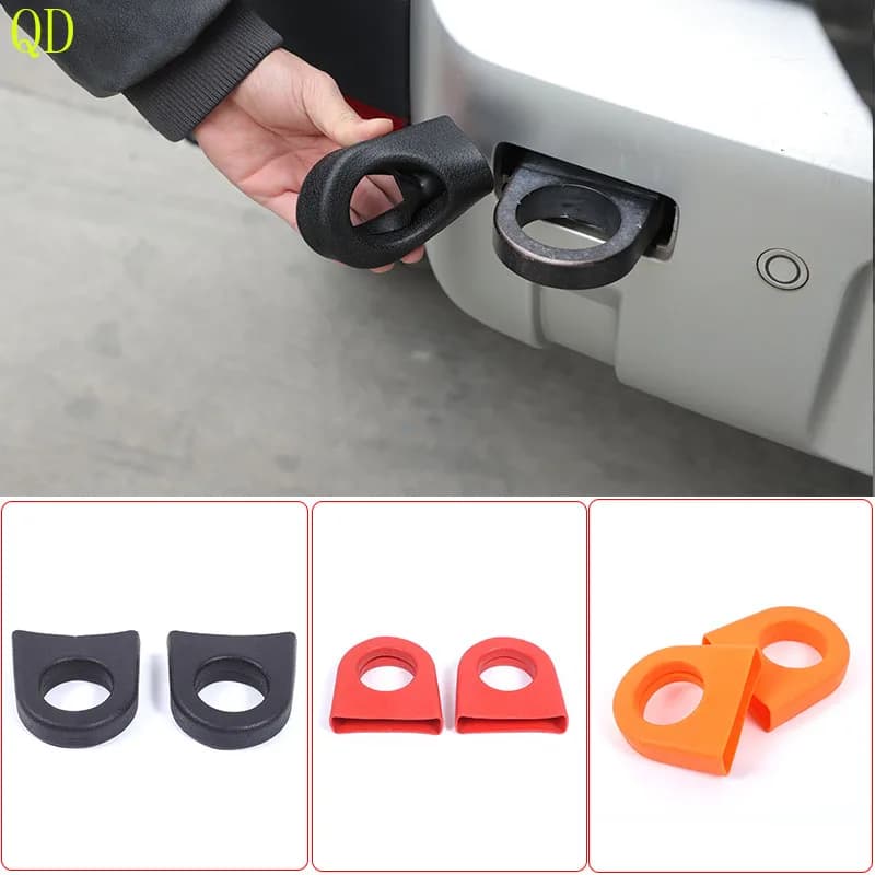 Rubber Black For Land Rover Defender 90 110 130 2020-2025 Car Rear Trailer Ring Protective Case Car External Accessories 2Pcs