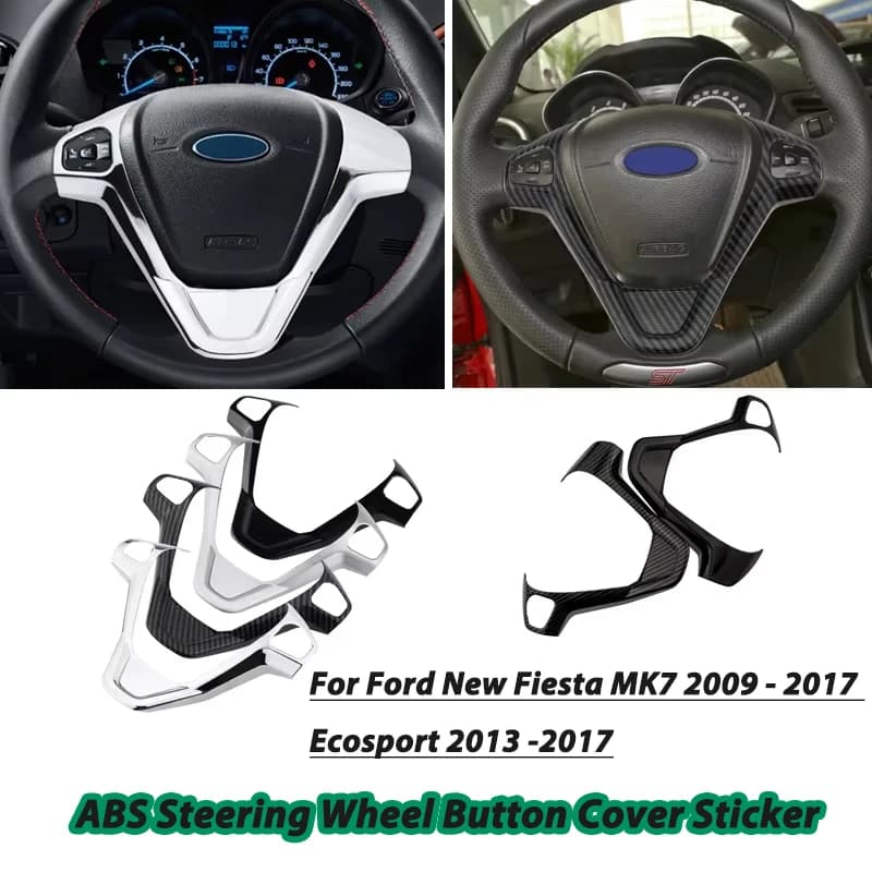 ABS Steering Wheel Button Cover Sticker Sequins For Ford New Fiesta MK7 2009 - 2017 Ecosport 2013 -2017 Car Accessories