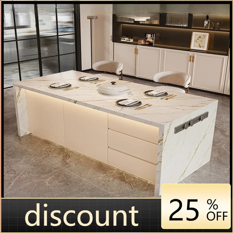 LH cream wind rock slab island table dining table integrated bar table household open partition