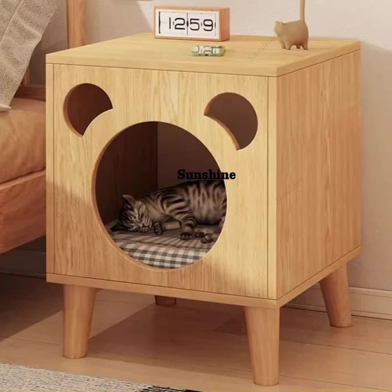 Classic Arched Wood Nightstands Nordic Rabit Pet Cute Modern Bedside Table Librero Smart Girls Mesita De Noche Bedroom Furniture