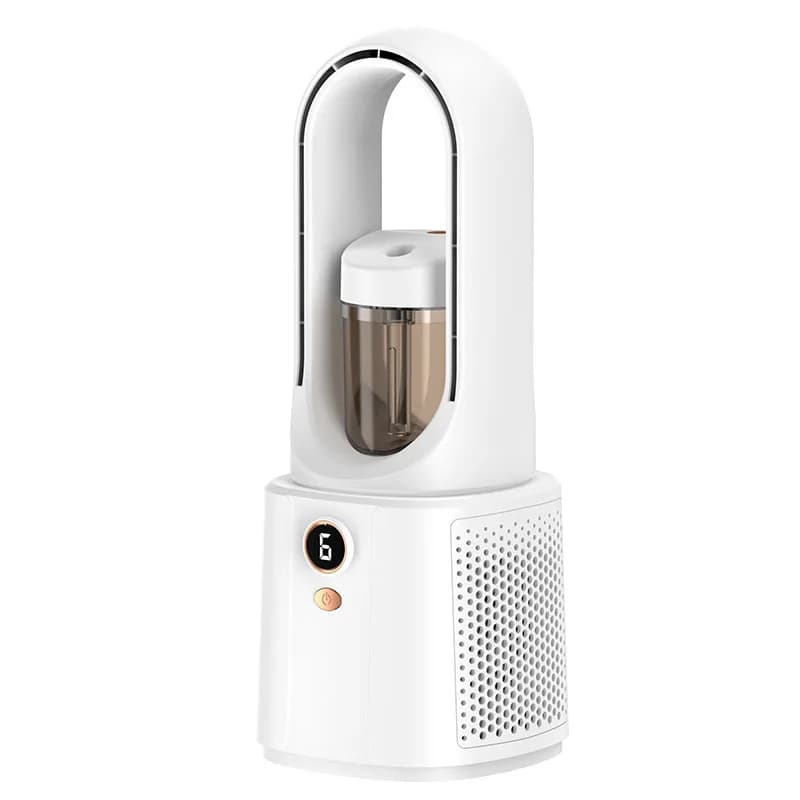USB Bladeless Fan with Cool Mist Spray Desktop Air Cooler Humidifier for Home Dorm