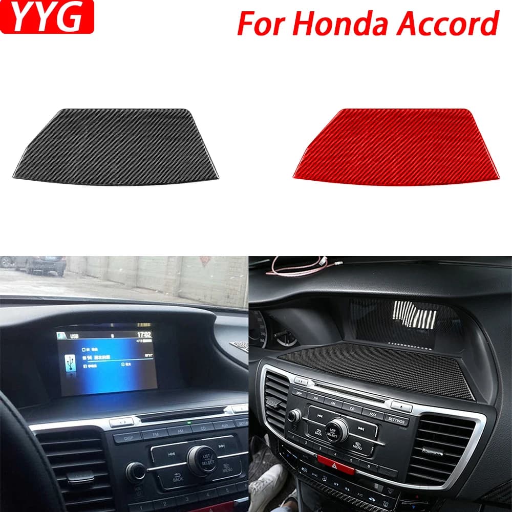 For Honda Accord 2014-2017 Real Carbon Fiber Center Console Navigation Display Panel Trim Cover Car Interior Accessories Sticker