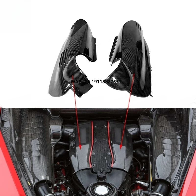 For  488 Dry Carbon Fiber Car Engine Cover Parts Engine Bay Side Panels