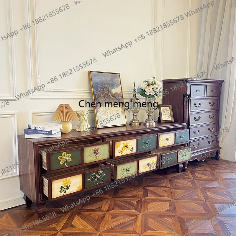 Floor TV Cabinet Living Room Wooden Storage Locker Apartment Universal Tv Table French Style Fernsehen Tisch Furniture Home