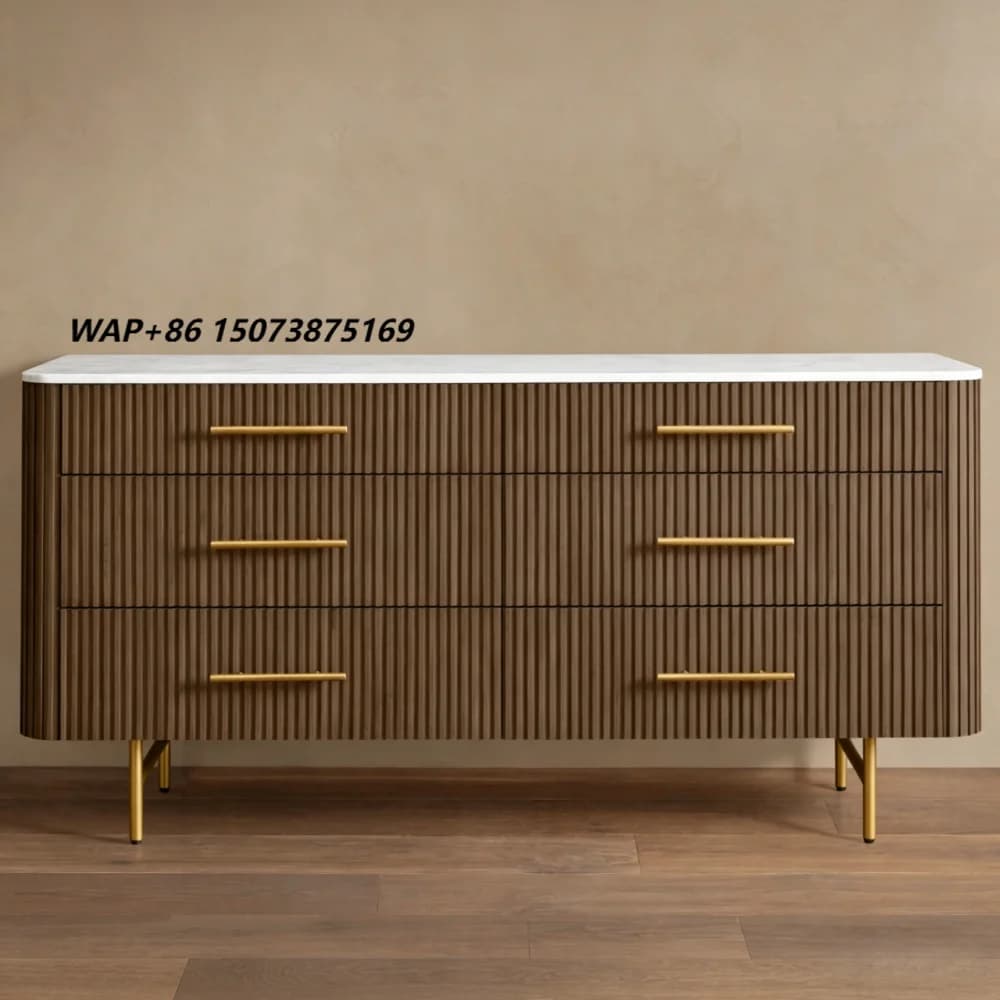 High-quality Luxury Solid Wood Modern Handmade 6-drawer Chest Bedroom Storage Cabinet Dressing Table